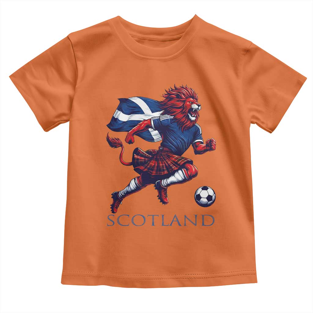 Scottish Lion Football Toddler T Shirt Brave Lion in Kilt with Flag Cape Pride TS02 Orange Print Your Wear