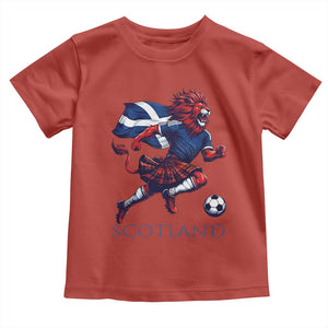 Scottish Lion Football Toddler T Shirt Brave Lion in Kilt with Flag Cape Pride TS02 Red Print Your Wear