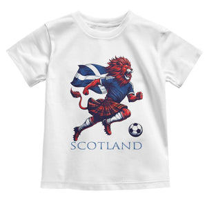 Scottish Lion Football Toddler T Shirt Brave Lion in Kilt with Flag Cape Pride TS02 White Print Your Wear