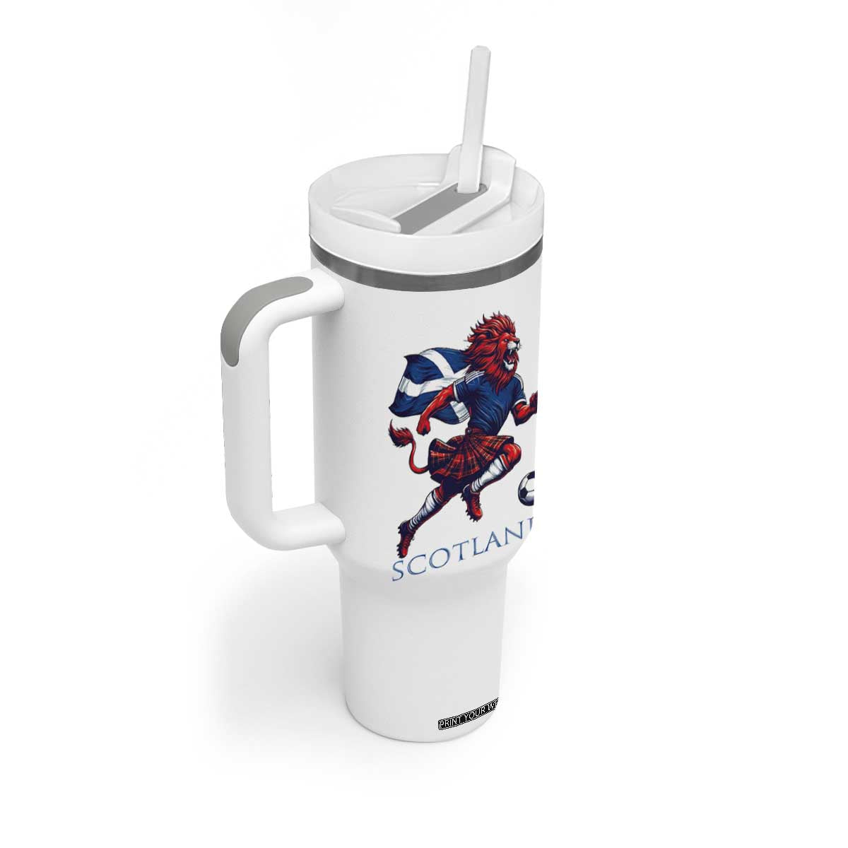 Scottish Lion Football Tumbler With Handle Brave Lion in Kilt with Flag Cape Pride TS02 Print Your Wear