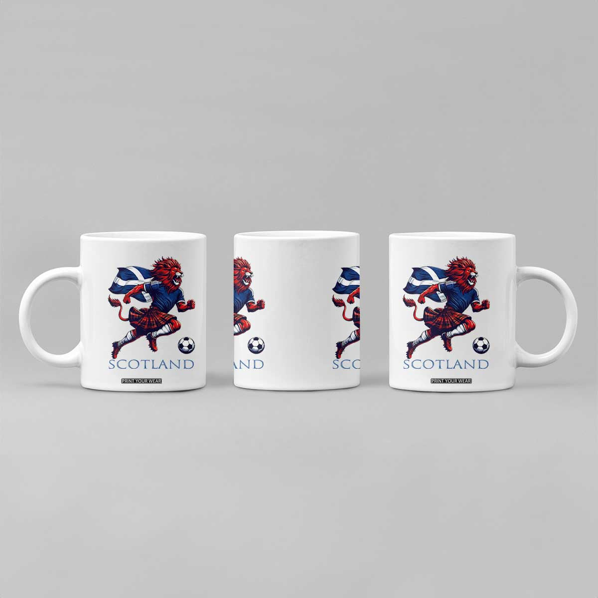 Scottish Lion Football Coffee Mug Brave Lion in Kilt with Flag Cape Pride TS02 Print Your Wear