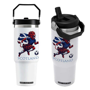 Scottish Lion Football Flip Straw Tumbler Brave Lion in Kilt with Flag Cape Pride TS02 One Size: 30 oz White Print Your Wear