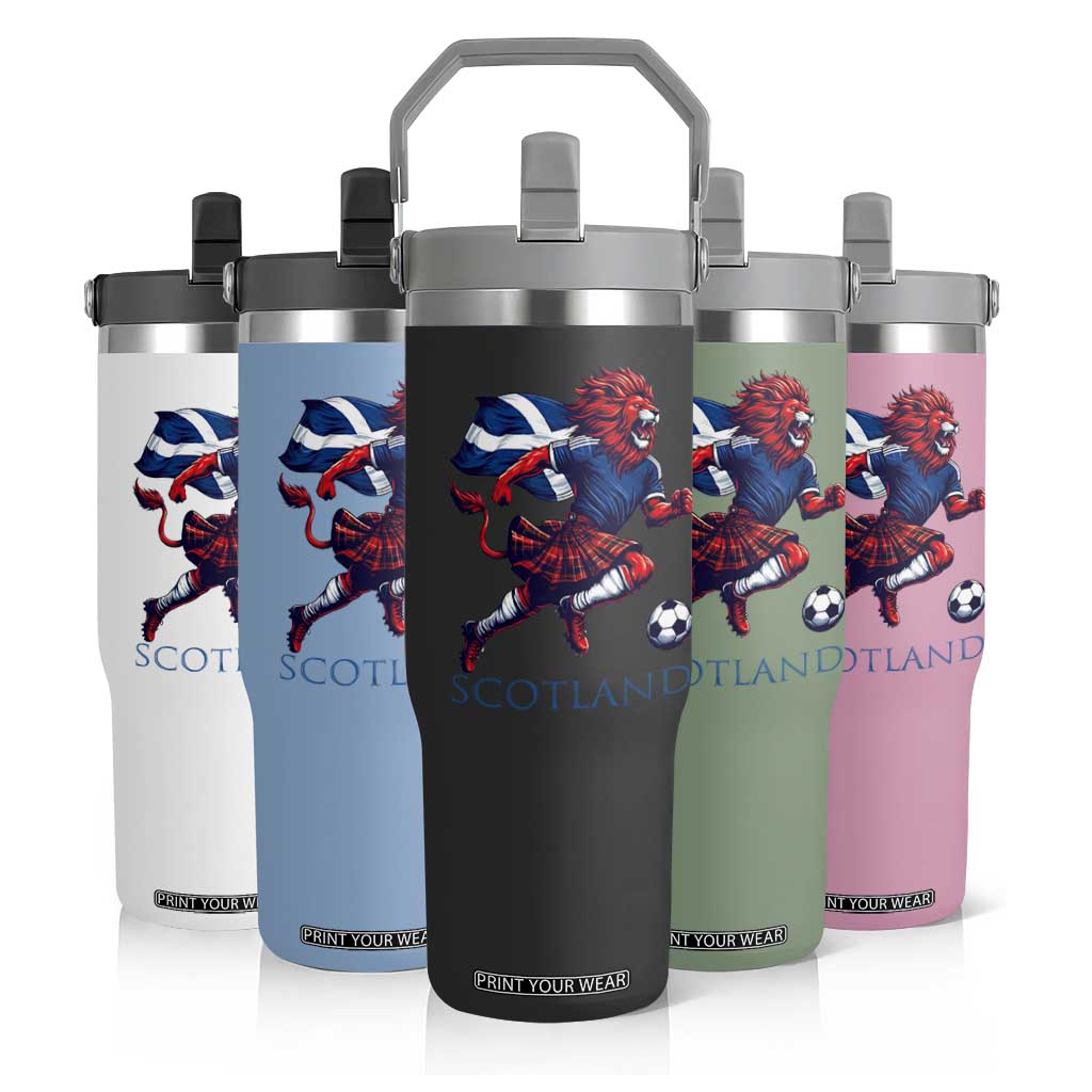 Scottish Lion Football Flip Straw Tumbler Brave Lion in Kilt with Flag Cape Pride TS02 Print Your Wear
