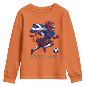 Scottish Lion Football Youth Sweatshirt Brave Lion in Kilt with Flag Cape Pride TS02 Orange Print Your Wear
