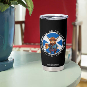 Funny Highland Cow in Kilt Drinking Tumbler Cup We'll Be Coming Scottish Pride Football Fans TS02 Print Your Wear