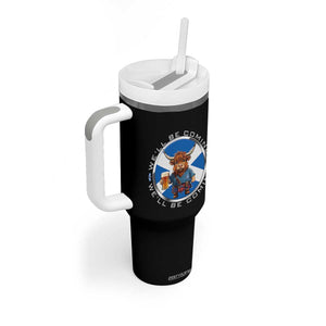 Funny Highland Cow in Kilt Drinking Tumbler With Handle We'll Be Coming Scottish Pride Football Fans TS02 Print Your Wear