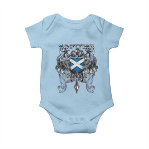 Scottish Heritage Crest Gothic Baby Onesie Medieval Flag and Sword Celtic Pride TS02 Light Blue Print Your Wear