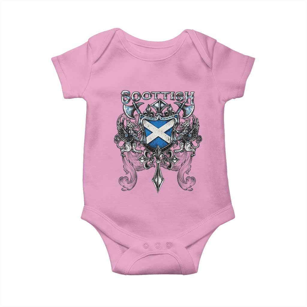 Scottish Heritage Crest Gothic Baby Onesie Medieval Flag and Sword Celtic Pride TS02 Light Pink Print Your Wear