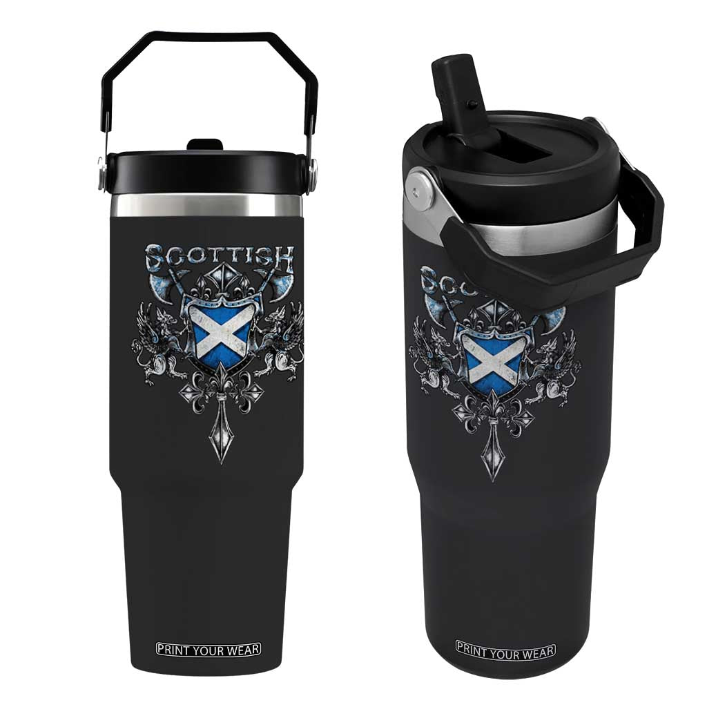Scottish Heritage Crest Gothic Flip Straw Tumbler Medieval Flag and Sword Celtic Pride TS02 One Size: 30 oz Black Print Your Wear