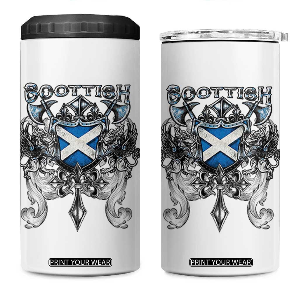 Scottish Heritage Crest Gothic 4 in 1 Can Cooler Tumbler Medieval Flag and Sword Celtic Pride TS02 One Size: 16 oz White Print Your Wear