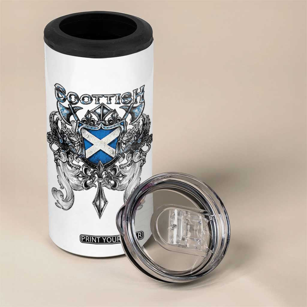 Scottish Heritage Crest Gothic 4 in 1 Can Cooler Tumbler Medieval Flag and Sword Celtic Pride TS02 Print Your Wear