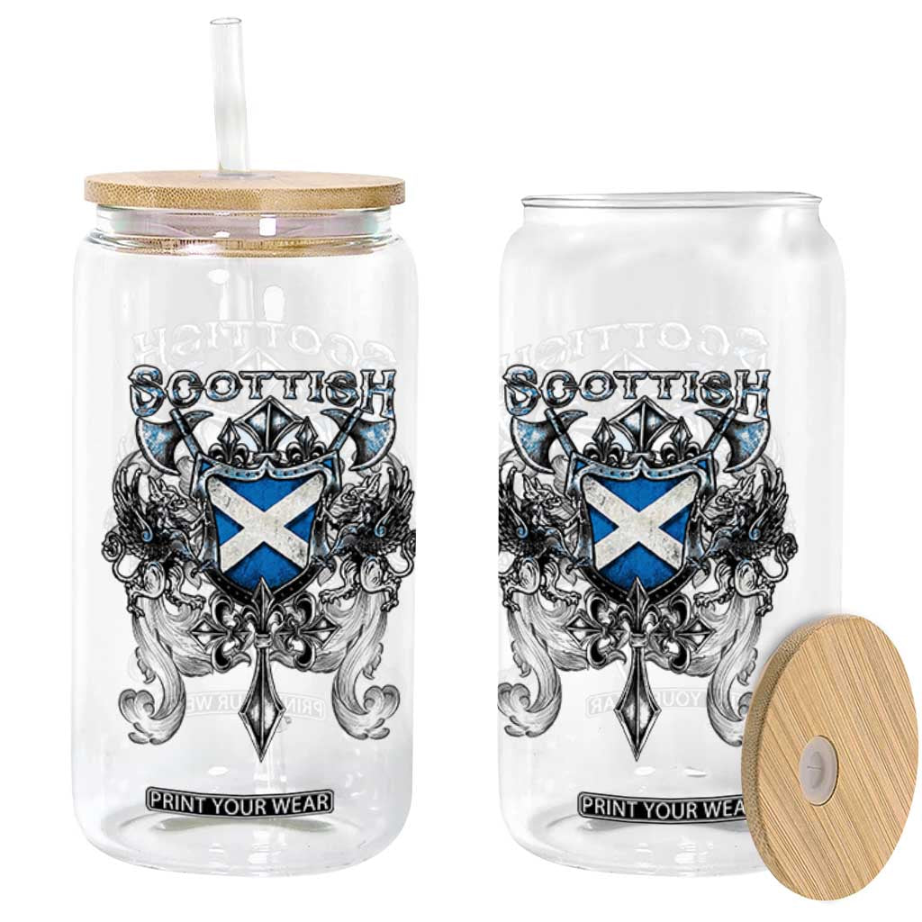 Scottish Heritage Crest Gothic Glass Can Medieval Flag and Sword Celtic Pride TS02 Print Your Wear