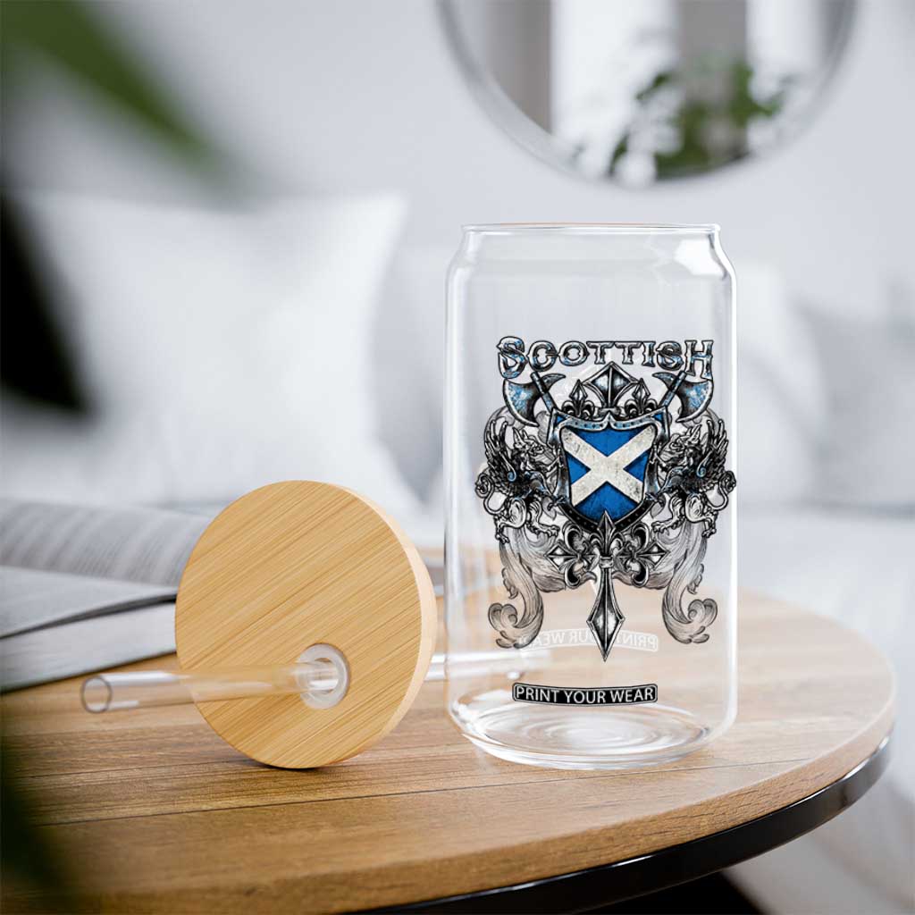 Scottish Heritage Crest Gothic Glass Can Medieval Flag and Sword Celtic Pride TS02 Print Your Wear