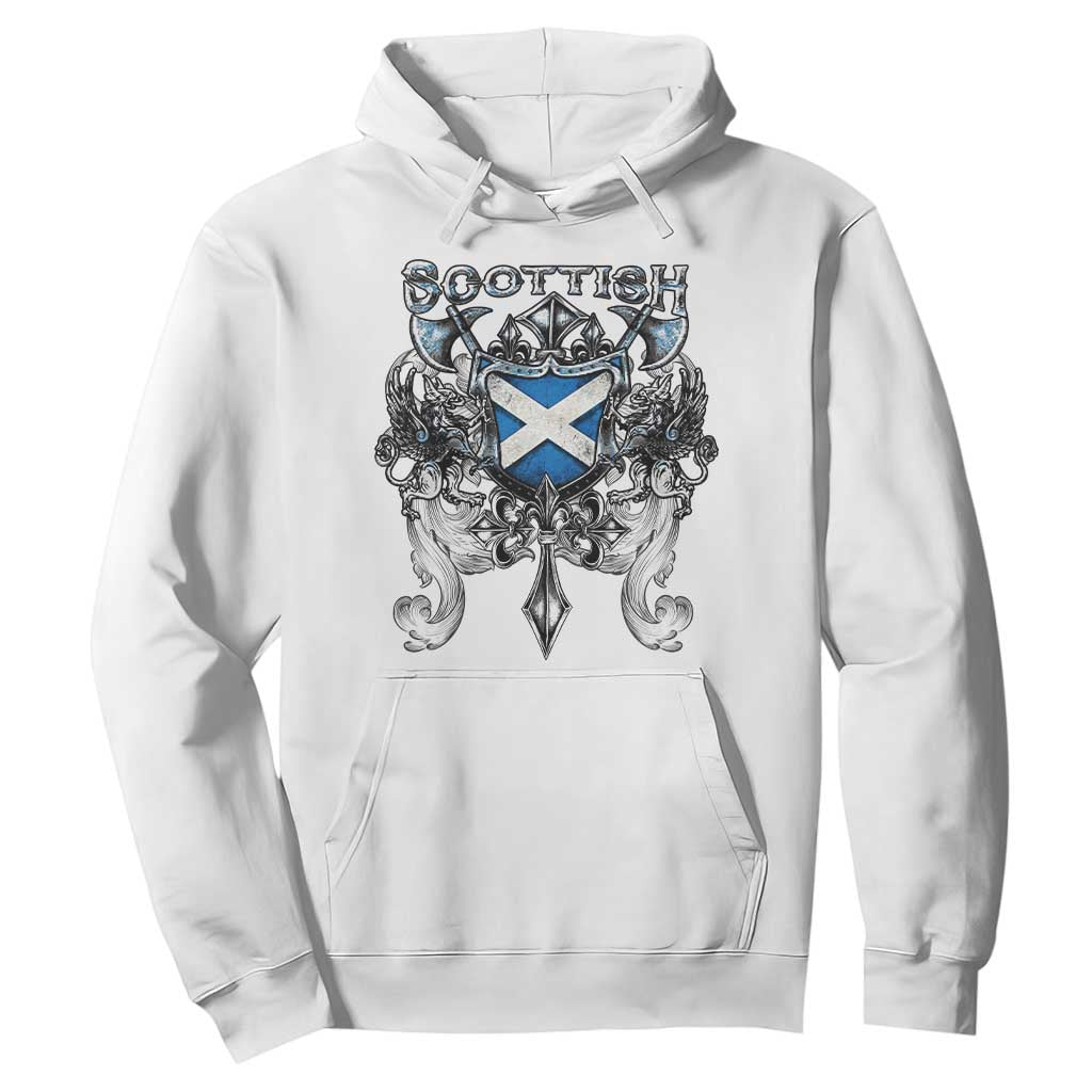 Scottish Heritage Crest Gothic Hoodie Medieval Flag and Sword Celtic Pride TS02 White Print Your Wear