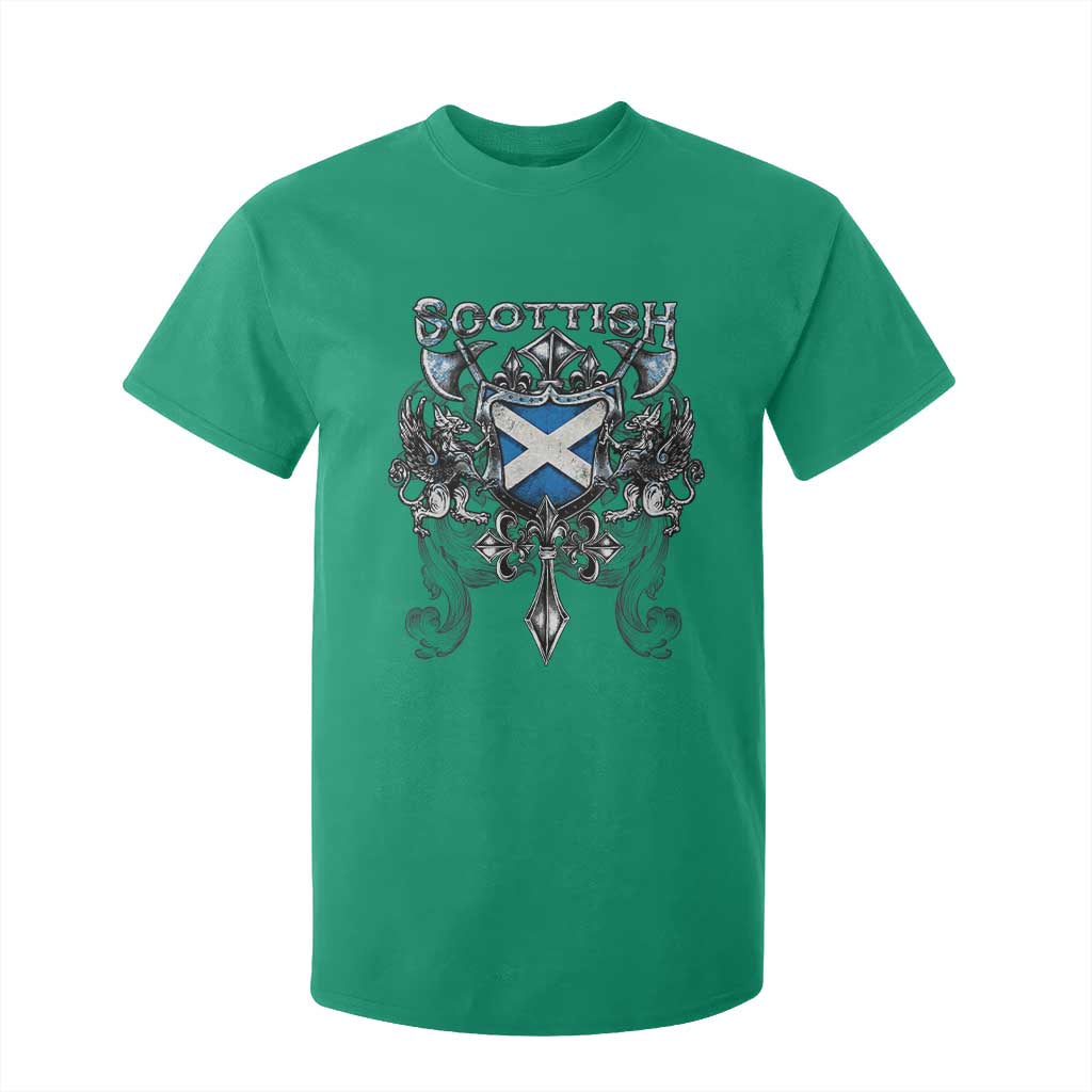 Scottish Heritage Crest Gothic T Shirt For Kid Medieval Flag and Sword Celtic Pride TS02 Irish Green Print Your Wear