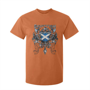 Scottish Heritage Crest Gothic T Shirt For Kid Medieval Flag and Sword Celtic Pride TS02 Orange Print Your Wear