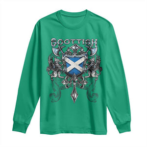 Scottish Heritage Crest Gothic Long Sleeve Shirt Medieval Flag and Sword Celtic Pride TS02 Irish Green Print Your Wear