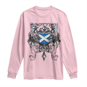 Scottish Heritage Crest Gothic Long Sleeve Shirt Medieval Flag and Sword Celtic Pride TS02 Light Pink Print Your Wear