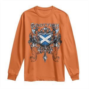 Scottish Heritage Crest Gothic Long Sleeve Shirt Medieval Flag and Sword Celtic Pride TS02 Orange Print Your Wear