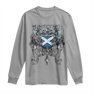 Scottish Heritage Crest Gothic Long Sleeve Shirt Medieval Flag and Sword Celtic Pride TS02 Sport Gray Print Your Wear