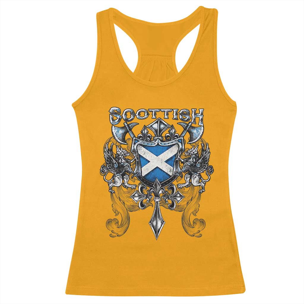 Scottish Heritage Crest Gothic Racerback Tank Top Medieval Flag and Sword Celtic Pride TS02 Gold Print Your Wear
