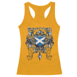 Scottish Heritage Crest Gothic Racerback Tank Top Medieval Flag and Sword Celtic Pride TS02 Gold Print Your Wear