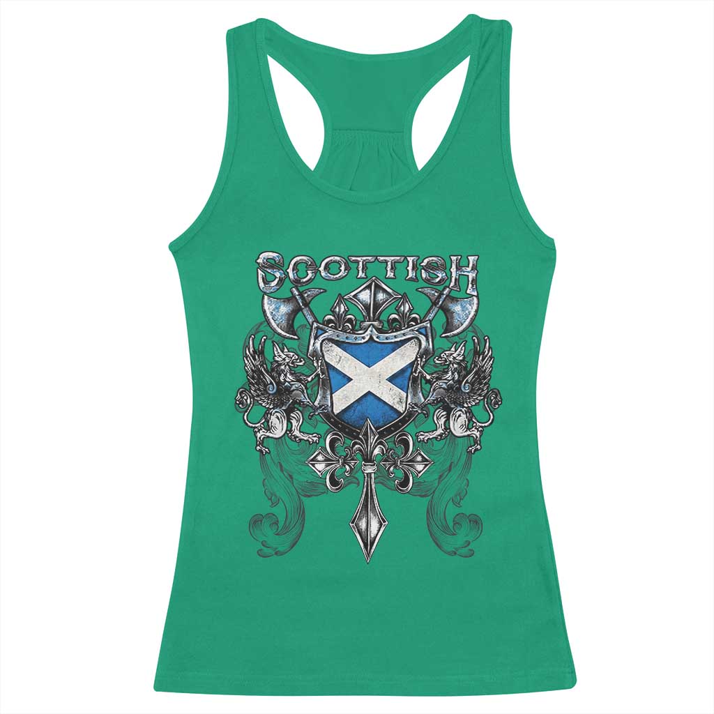 Scottish Heritage Crest Gothic Racerback Tank Top Medieval Flag and Sword Celtic Pride TS02 Irish Green Print Your Wear