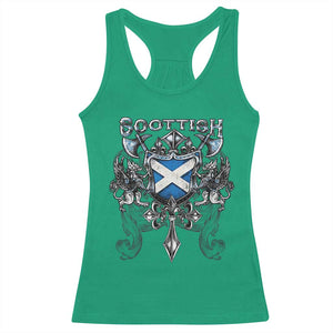 Scottish Heritage Crest Gothic Racerback Tank Top Medieval Flag and Sword Celtic Pride TS02 Irish Green Print Your Wear