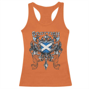 Scottish Heritage Crest Gothic Racerback Tank Top Medieval Flag and Sword Celtic Pride TS02 Orange Print Your Wear