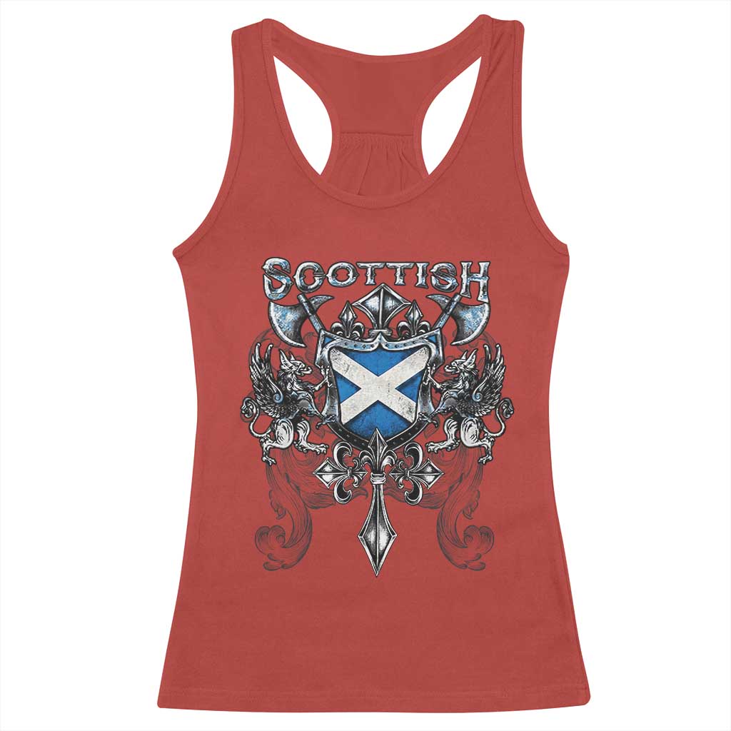Scottish Heritage Crest Gothic Racerback Tank Top Medieval Flag and Sword Celtic Pride TS02 Red Print Your Wear
