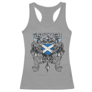 Scottish Heritage Crest Gothic Racerback Tank Top Medieval Flag and Sword Celtic Pride TS02 Sport Gray Print Your Wear