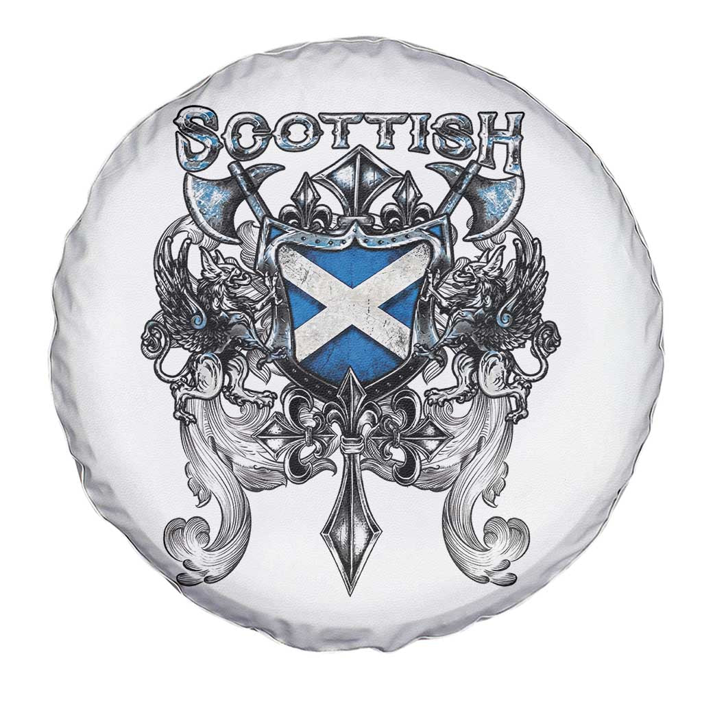 Scottish Heritage Crest Gothic Spare Tire Cover Medieval Flag and Sword Celtic Pride TS02 Print Your Wear