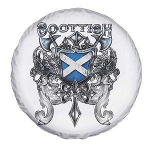 Scottish Heritage Crest Gothic Spare Tire Cover Medieval Flag and Sword Celtic Pride TS02 Print Your Wear