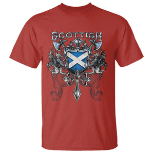 Scottish Heritage Crest Gothic T Shirt Medieval Flag and Sword Celtic Pride TS02 Red Print Your Wear