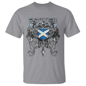 Scottish Heritage Crest Gothic T Shirt Medieval Flag and Sword Celtic Pride TS02 Sport Gray Print Your Wear