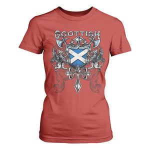 Scottish Heritage Crest Gothic T Shirt For Women Medieval Flag and Sword Celtic Pride TS02 Red Print Your Wear