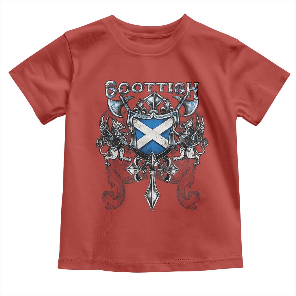 Scottish Heritage Crest Gothic Toddler T Shirt Medieval Flag and Sword Celtic Pride TS02 Red Print Your Wear