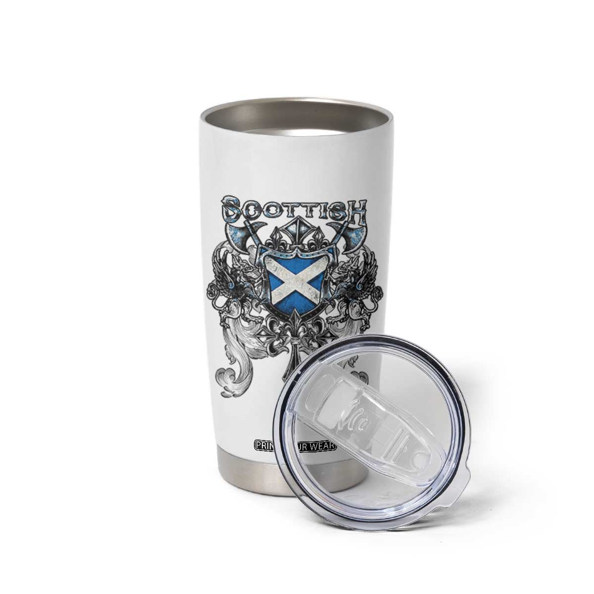 Scottish Heritage Crest Gothic Tumbler Cup Medieval Flag and Sword Celtic Pride TS02 Print Your Wear