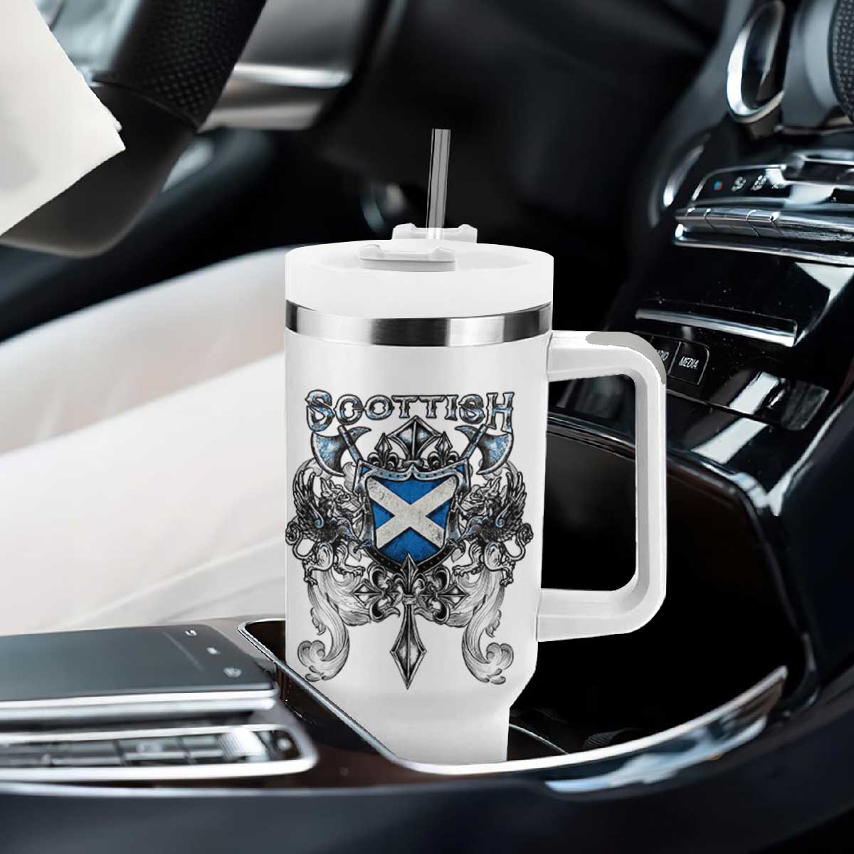 Scottish Heritage Crest Gothic Tumbler With Handle Medieval Flag and Sword Celtic Pride TS02 Print Your Wear