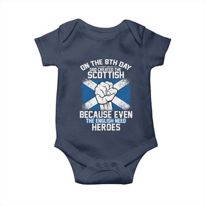 On the 8th Day God Created the Scottish Baby Onesie Funny Heroic Scotland Pride TS02 Navy Print Your Wear