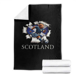 Funny Highland Cow in Kilt Footballer Throw Blanket We'll Be Coming Scottish Pride Football Fans TS02 Black Print Your Wear