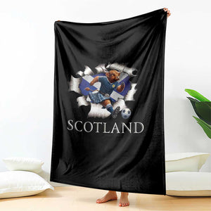Funny Highland Cow in Kilt Footballer Throw Blanket We'll Be Coming Scottish Pride Football Fans TS02 Print Your Wear