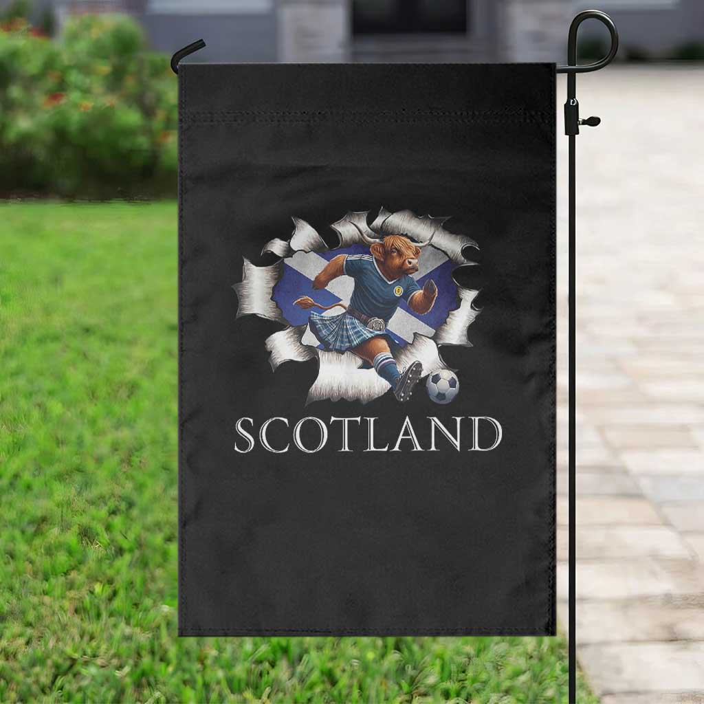 Funny Highland Cow in Kilt Footballer Garden Flag We'll Be Coming Scottish Pride Football Fans TS02 Print Your Wear