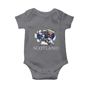 Funny Highland Cow in Kilt Footballer Baby Onesie We'll Be Coming Scottish Pride Football Fans TS02 Charcoal Print Your Wear