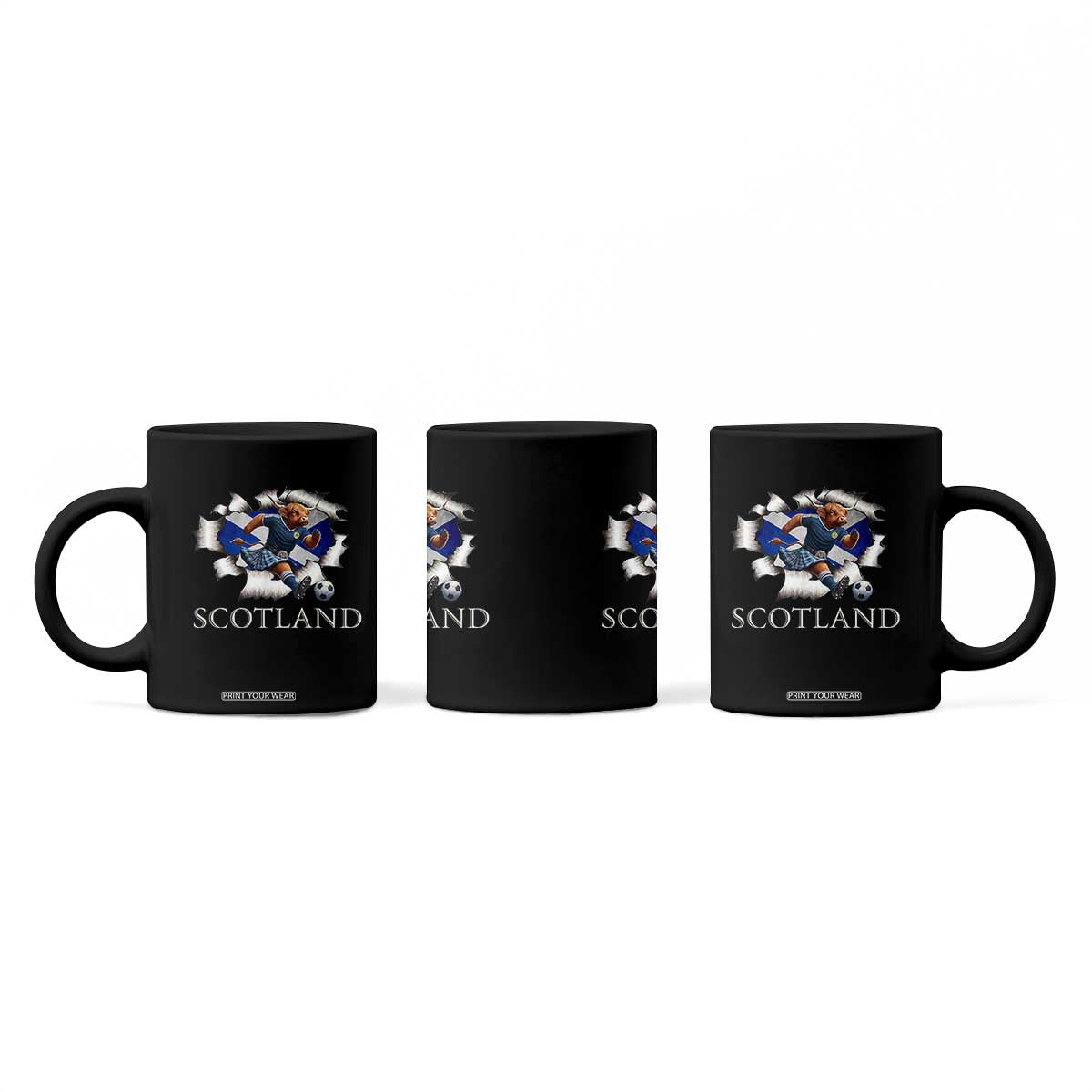 Funny Highland Cow in Kilt Footballer Coffee Mug We'll Be Coming Scottish Pride Football Fans TS02 Print Your Wear