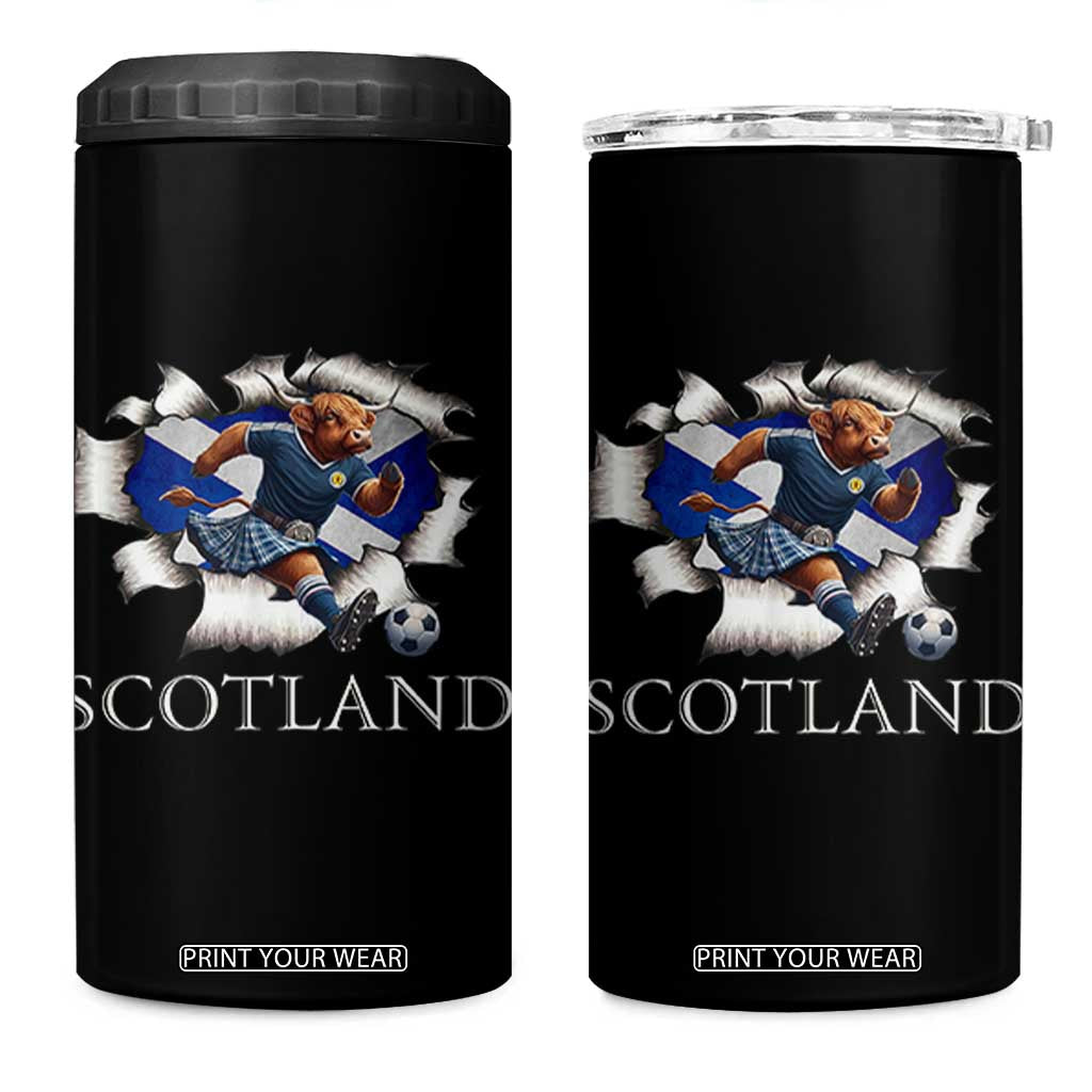 Funny Highland Cow in Kilt Footballer 4 in 1 Can Cooler Tumbler We'll Be Coming Scottish Pride Football Fans TS02 One Size: 16 oz Black Print Your Wear