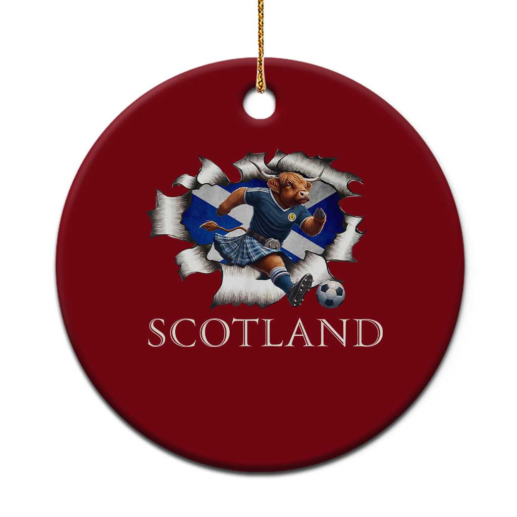 Funny Highland Cow in Kilt Footballer Ceramic Ornament We'll Be Coming Scottish Pride Football Fans TS02 1pc Red Print Your Wear