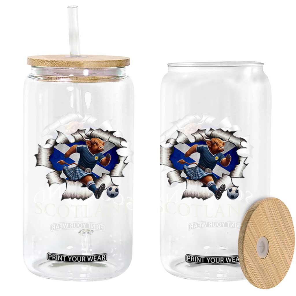 Funny Highland Cow in Kilt Footballer Glass Can We'll Be Coming Scottish Pride Football Fans TS02 Print Your Wear