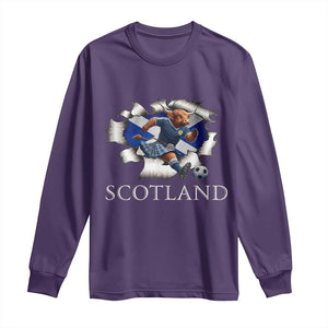 Funny Highland Cow in Kilt Footballer Long Sleeve Shirt We'll Be Coming Scottish Pride Football Fans TS02 Purple Print Your Wear