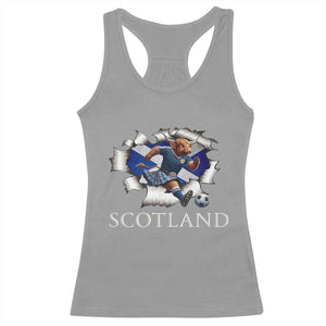 Funny Highland Cow in Kilt Footballer Racerback Tank Top We'll Be Coming Scottish Pride Football Fans TS02 Sport Gray Print Your Wear